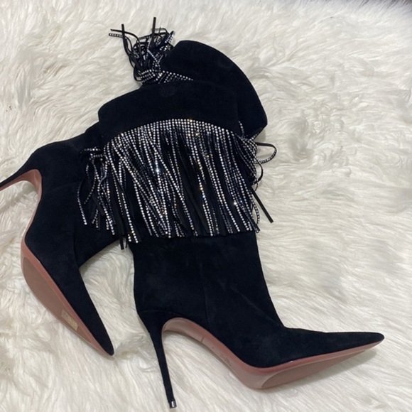 New Amina Muaddi Lily Crystal Fringe Stiletto Boot size 39EU - Picture 10 of 10